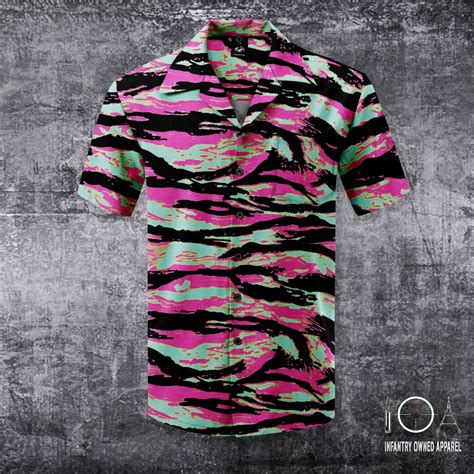 tiger stripe camo hawaiian shirt.